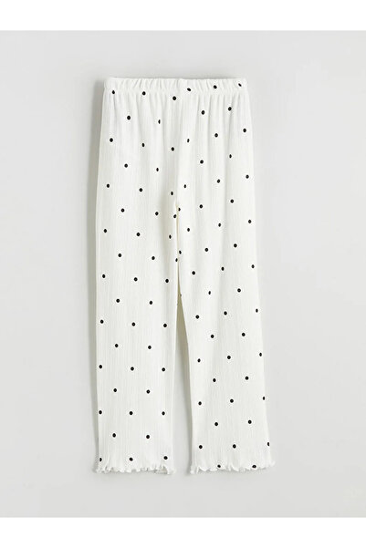 LC Waikiki Ecru Crew Neck Polka Dot Girls' Pajama Set