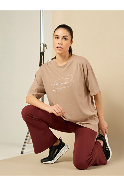Cult By Styli Women In My Element Print Brown T-Shirt