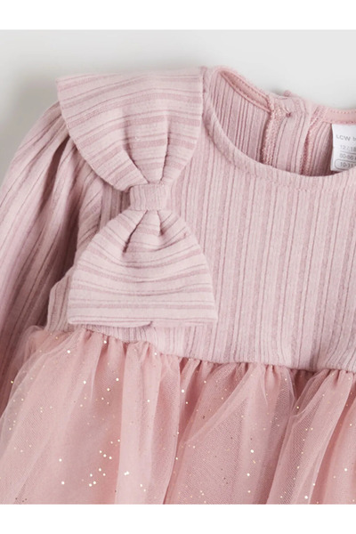 LC Waikiki Bisiklet Yaka Uzun Kollu Kız Bebek Elbise