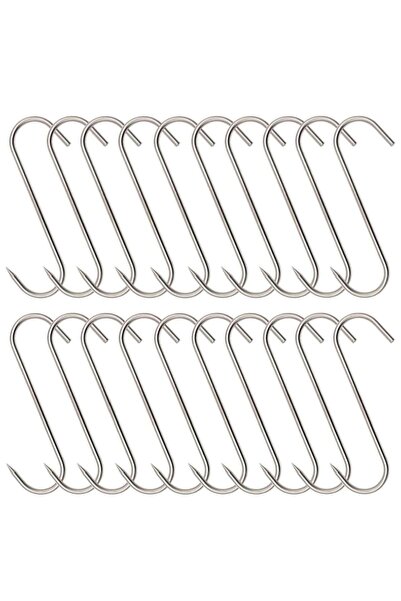 OEM Set of 20 stainless steel hooks for butchery or meat smoking, type S, 180...