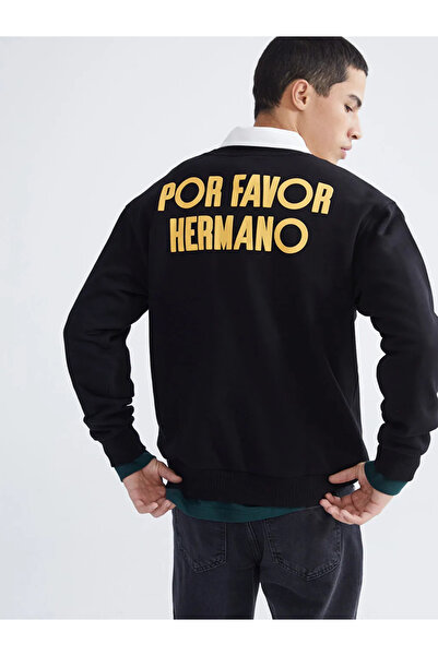 LC Waikiki طاقم الرقبة المطبوعة الرجال البلوز سميكة