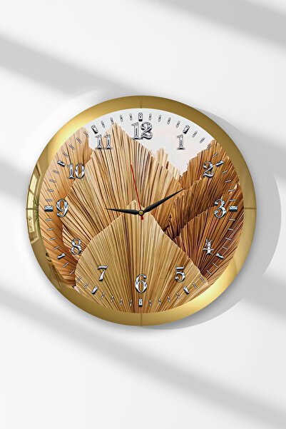 Zevahir Mobilya Dekorasyon Ceas de perete rotund din MDF cu tematică frunze d...