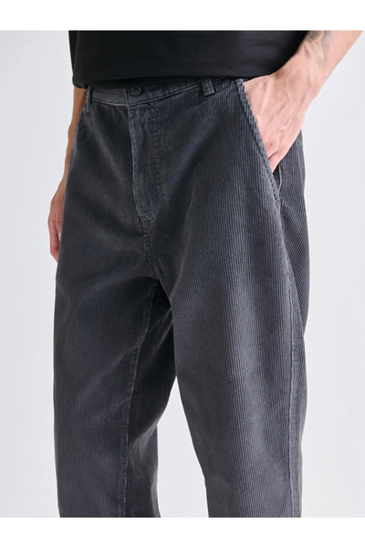 LC Waikiki Anthracite Comfortable Fit Velvet Men's Trousers