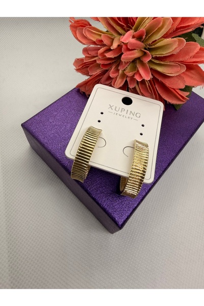 XUPING JEWELRY KUYUMCU SERİ 14K RENGİ TIRTIKLI HALKA ÇELİK KÜPE