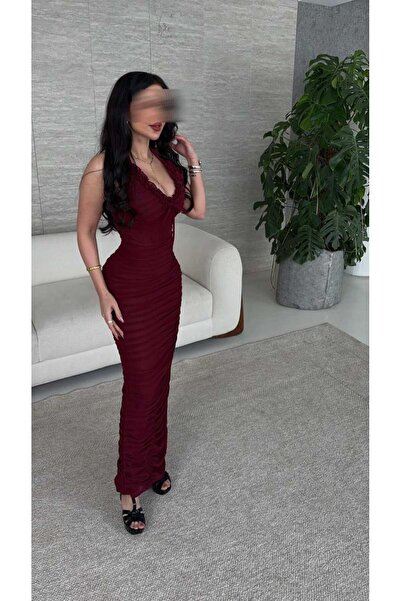 Liva فستان عنابي ناعم