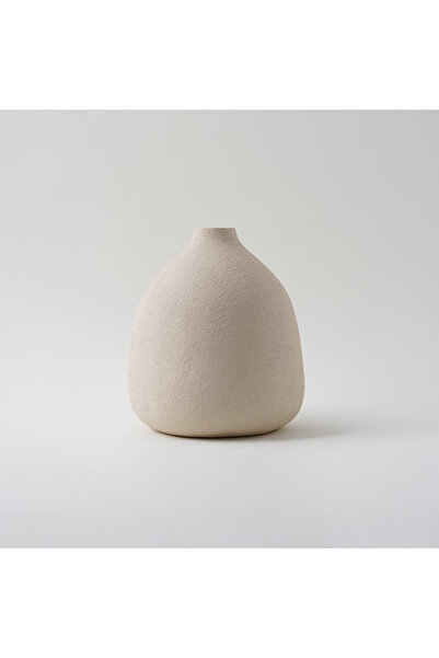 homez Clay Stone Vase 18*18*20Cm, Offwhite