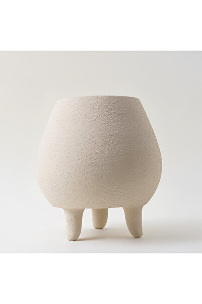 homez مزهرية حجر فخار 19*19*29سم، أوف وايت