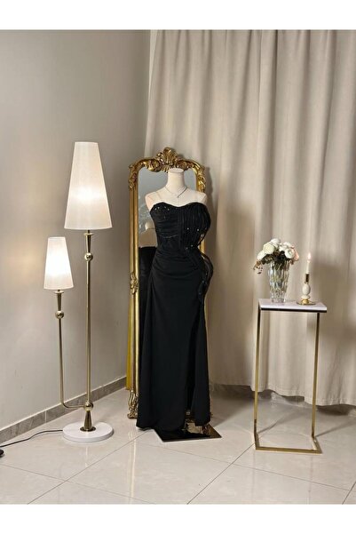 vanus fashion 6414-فستان أسود سهره بلمسة فخامة وأناقة لا توصف