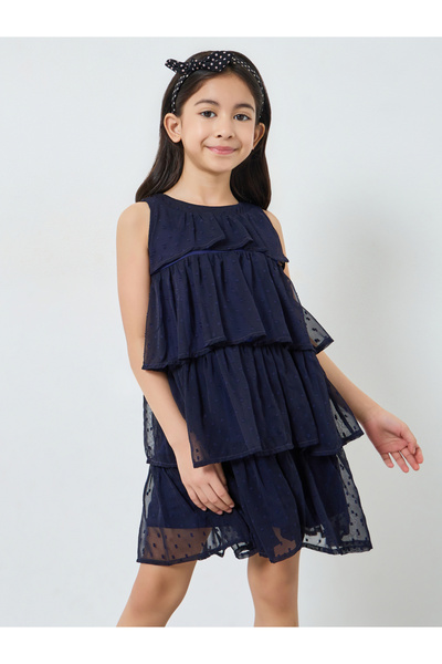 Styli Girls Dobby Layered Dress