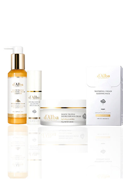 D'alba Piedmont مجموعة دالبا وايت ترافل جلو الثلاثية - سيروم بخاخ 50 مل + سير...