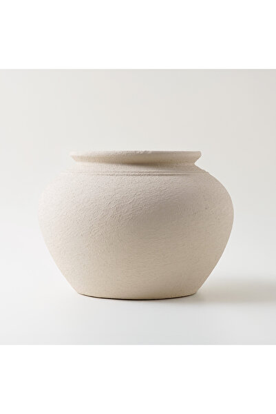 homez Clay Stone Pot Vase 32*32*20Cm, Offwhite