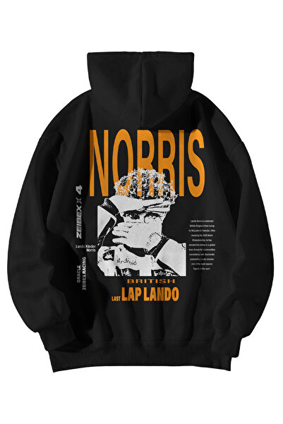 Scrovtie Unisex Black Oversized Hoodie - F1 Bang Lando Kinder Norris Printed ...