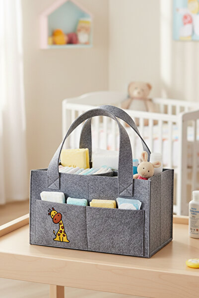 Bestchoice Figürlü Keçe Anne Bebek Bakım Çantası Yenidoğan İçin Organizer Taş...