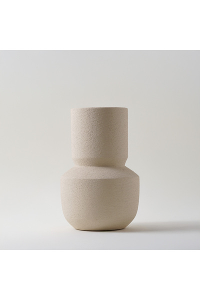 homez Clay Stone Vase 12*12*27Cm, Offwhite