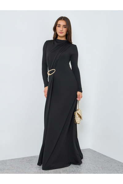 Styli Women Black Embellished Bodycon Maxi Dress