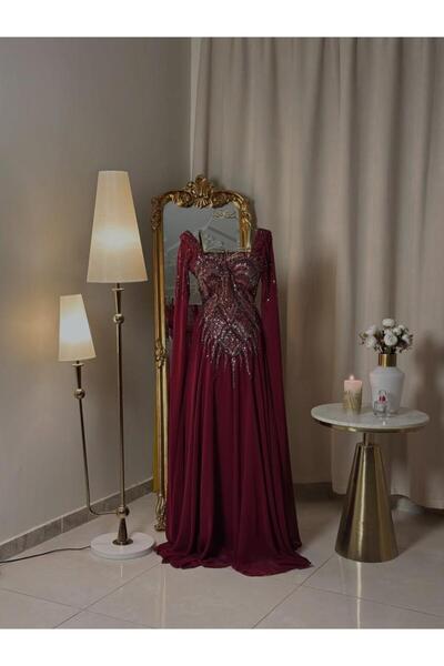 vanus fashion 6471-فستان سهرة عودي مطرز بفخامة ملكية