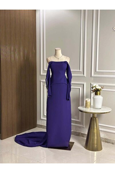 vanus fashion 6757-فستان بنفسجي فخم بإطلالة ملكيّة