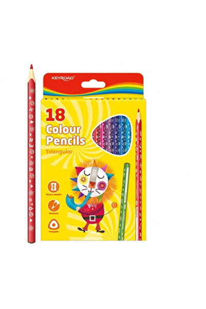 KEYROAD creioane colorate, triunghiulare, 18 culori