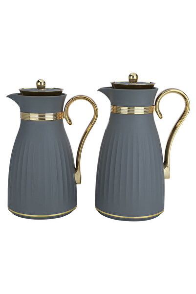 AZOZ MERCHLY Danat Thermos Set, 1/0.7 Litre, 2 Pieces, Thermal Glass Inner Sh...