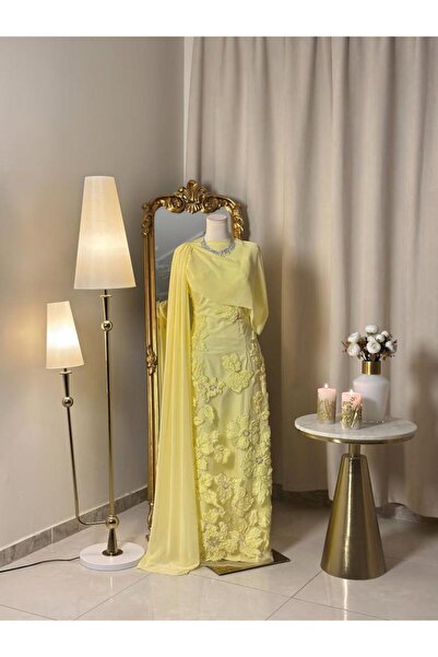 vanus fashion 6476-Elegant yellow dress with a spring touch