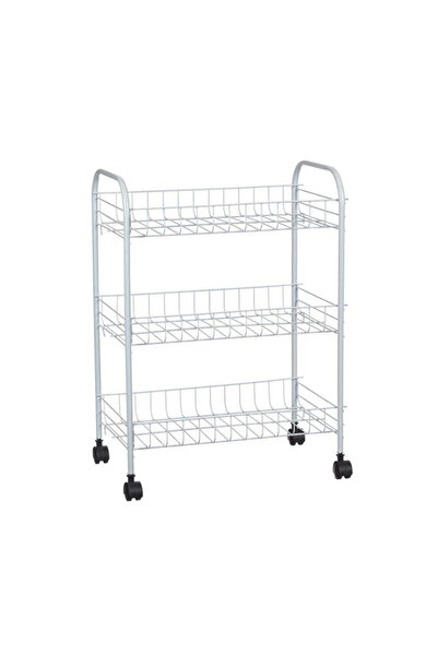 Lumi LUXURY Etajera cu Roti 3 Nivele Metalica Alba 32.5x20x43.5cm