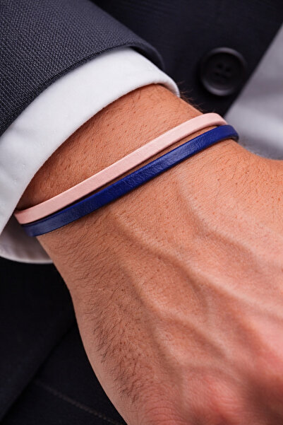 HER ŞEY NOTA www.herseynota.com Soft Contrast – Navy Blue & Powder Genuine Le...