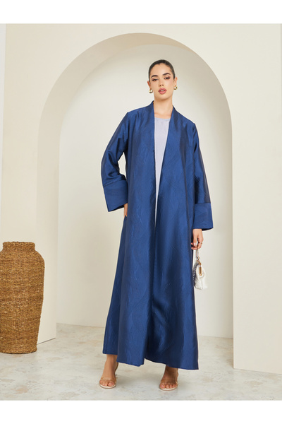 Styli Women Navy Blue Jacquard Abaya
