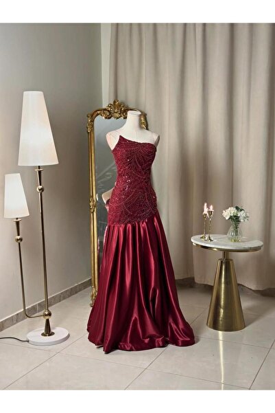 vanus fashion 6326-Burgundy evening dress with a luxurious design and a royal...