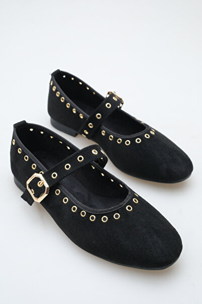 meyra'nın ayakkabıları Women's Single Strap Studded Casual Ballet Flats Black...