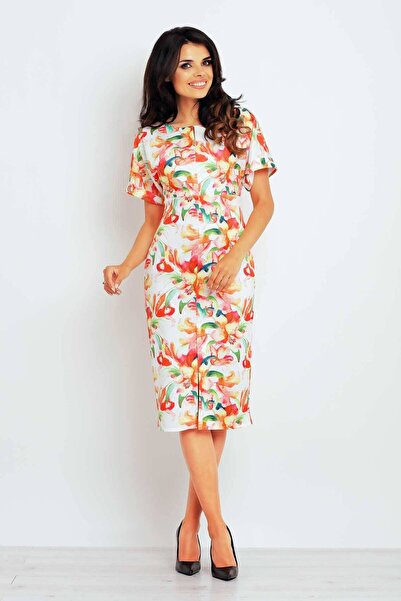 Awama Sukienka M102 - Flowers Orange - S