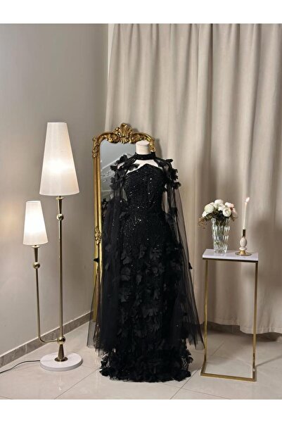 vanus fashion 6400-فستان أسود فخم بتفاصيل فريدة وسحر آسر