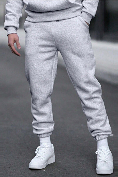 Tarz Cool Gray Unisex Regular Fit Elasticated Cuffs Fleece/Lined Warm Sweatpants