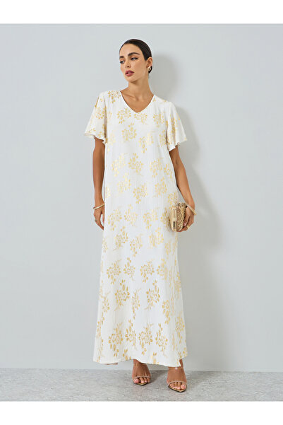 Take Two By Styli Women Floral Printed Short Sleeve Jalabiya