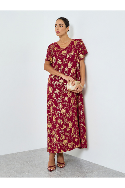 Take Two By Styli Women Floral Printed Short Sleeve Jalabiya