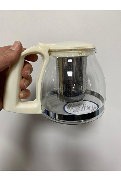 elif aksesuar إبريق شاي من الزجاج البوروسيليكات العاجي مع مصفاة