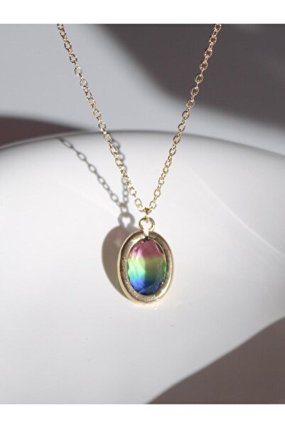 Reorah Collection Rainbow Oval Necklace