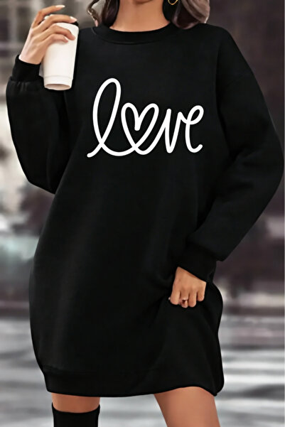 Pink Sky Unisex Printed Crew Neck Sweatshirt Dress