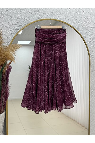 BENAHOLL Umay Chiffon Skirt with Corsage-Bn4595 Plum