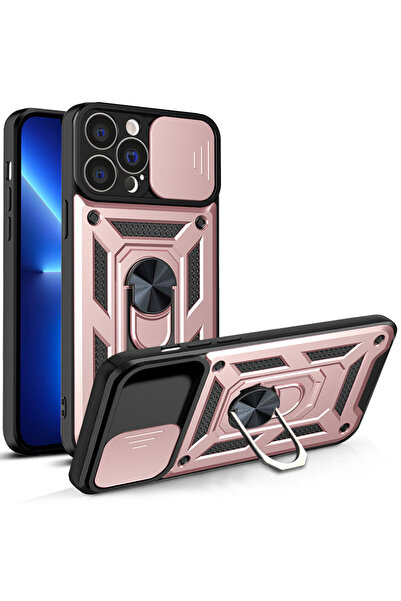 OEM iPhone 13 Pro Max Pink Hybrid Armor CamShield Case with Ring Stand