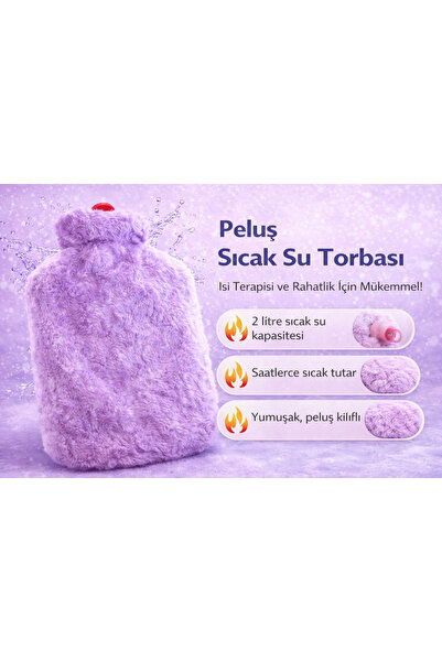 Bestchoice Sıcak Su Torbası Peluş Kılıflı 2 Litre Lila