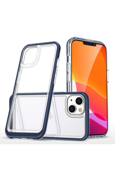 OEM iPhone 14 Compatible 3in1 Clear Blue Silicone Case for Enhanced Protection