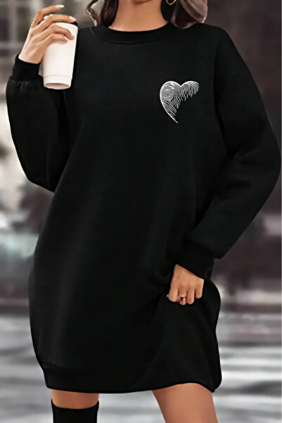 Pink Sky Unisex Printed Crew Neck Sweatshirt Dress