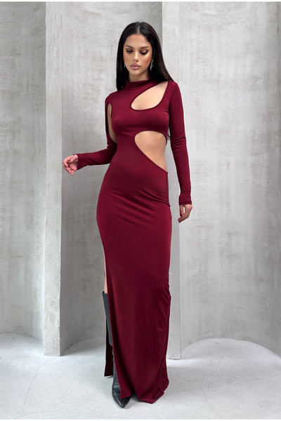 XELA ROCHIE SEXY CU MÂNECĂ LUNGĂ ȘI CRAPATURĂ LA PIEPT ȘI TALIE, CU TĂIERE LA...