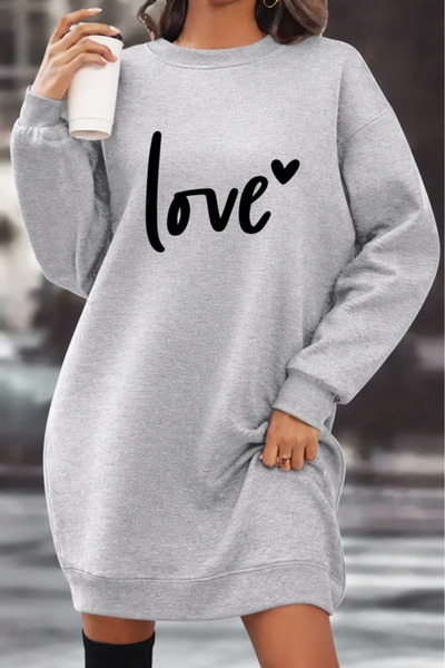 Pink Sky Unisex Printed Crew Neck Sweatshirt Dress