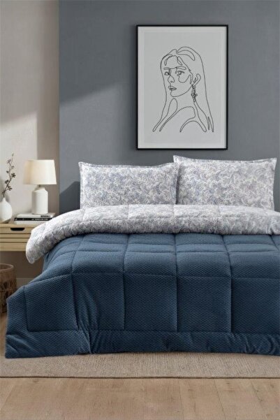 Bayev Comforter Blue Single Sleeping Set Reversible - Quilt+Fitted Sheet+Pill...