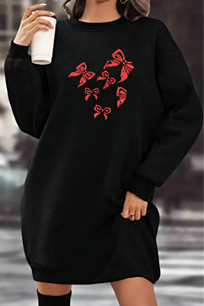 Pink Sky Unisex Printed Crew Neck Sweatshirt Dress