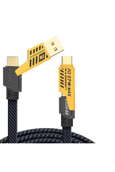 FOXMAG24 Cablu de încărcare multiplă 4 în 1 Super Fast-PD 27W, USB 65W, 1,5 m...