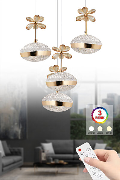 İstanbul Avize Sarkıt 4'lü Gold Lina Ledli Modern Lüx Led Avize