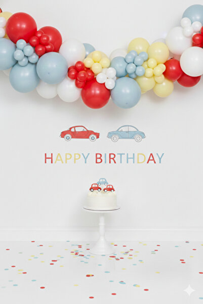 party mix Doğum Günü Balon Zinciri 65’li – Araba Temalı Parti Balon Seti – Er...