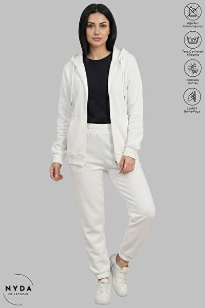 Nyda Collections Women Fleece-Lined Oversized Cotton Hooded Jacket and Elasti...